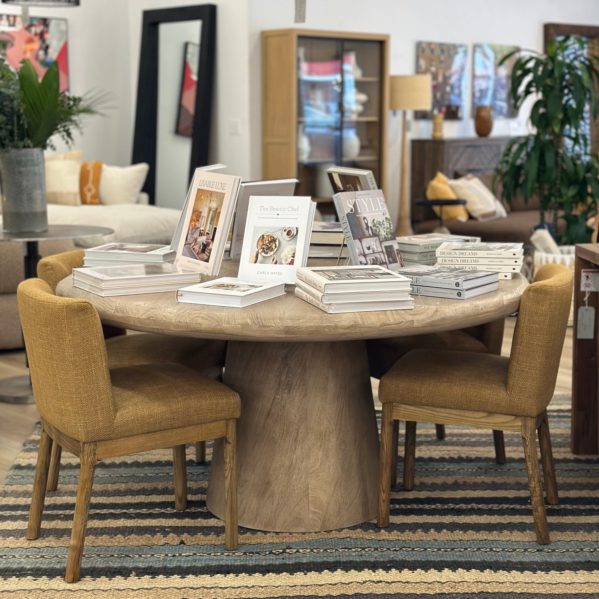 Dining Table (76008-natl), Dining Chairs (34022-mstd)